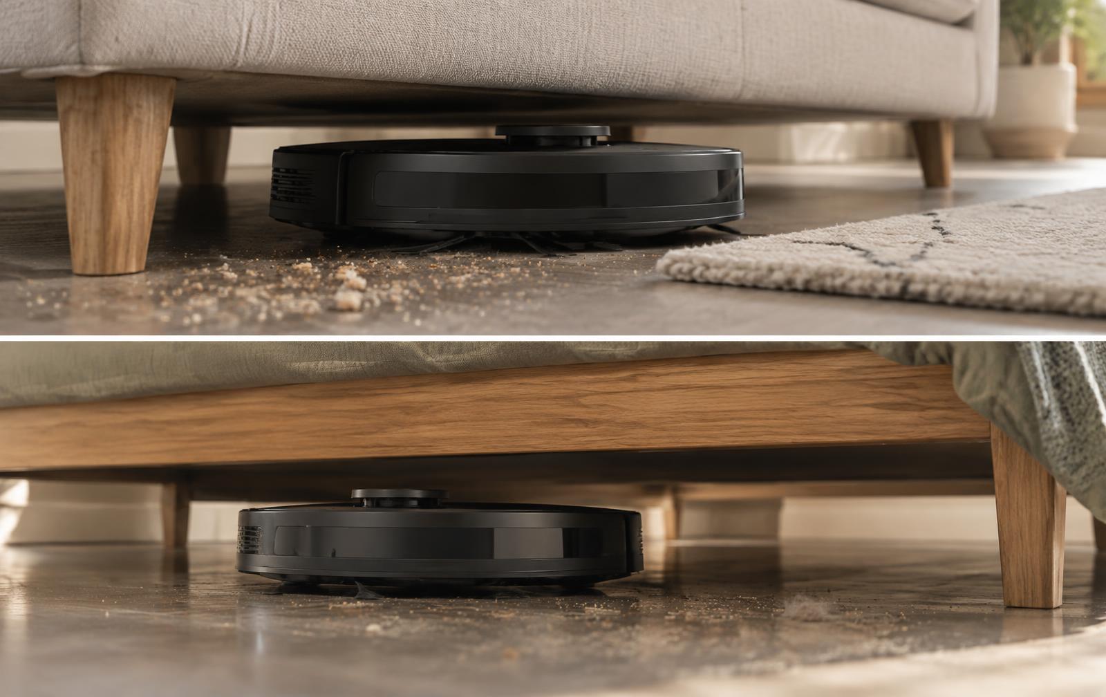 Mini X-SweepUP passa sotto il divano e sotto il letto raccogliendo polvere e briciole